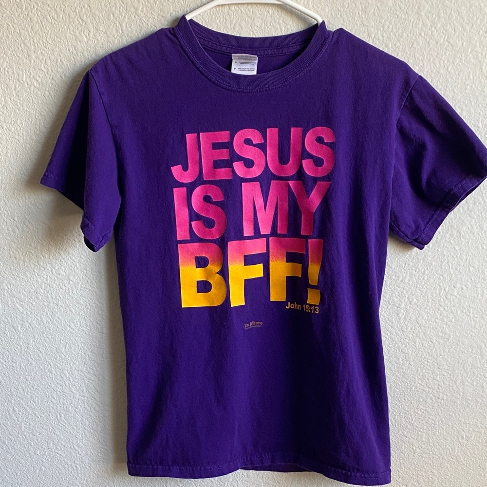 Gildan Purple Women’s TShirt “Jesus is my bff!”